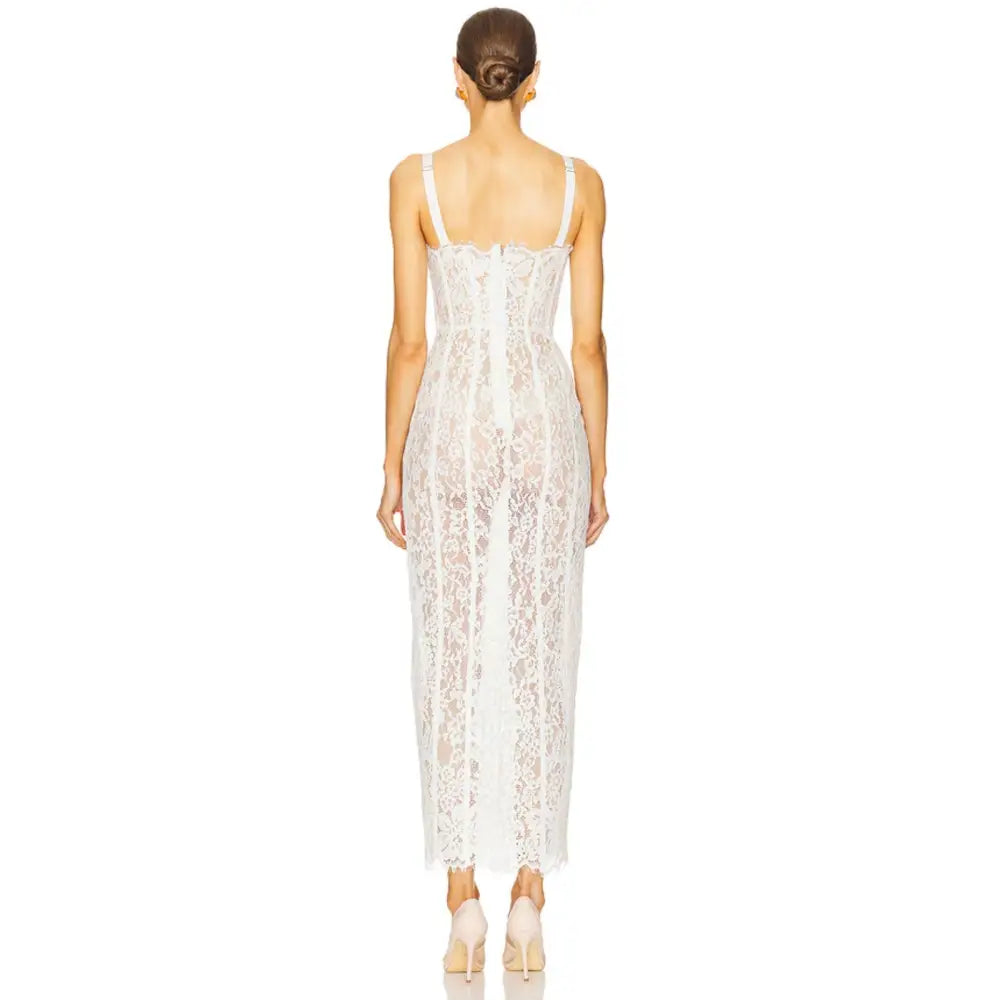 Helsa The Lace Column Dress White - Dress