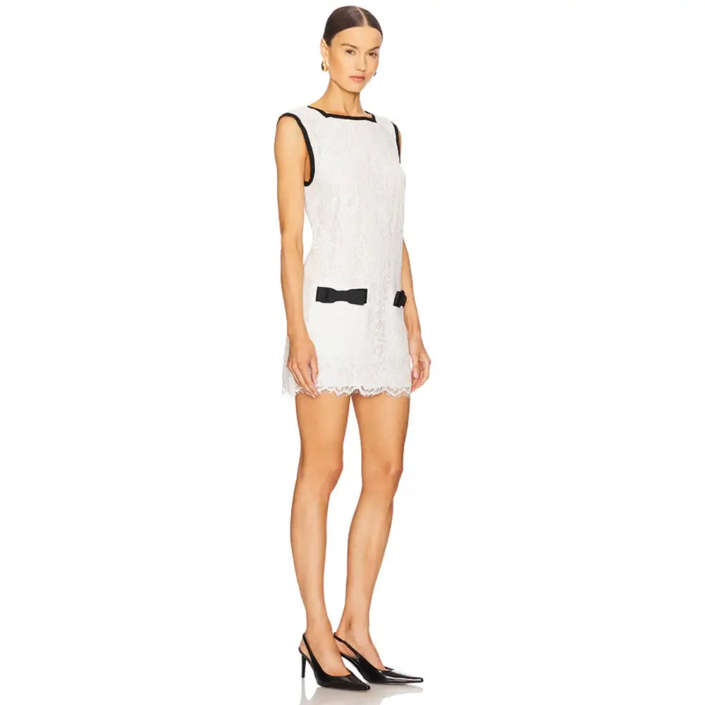 Helsa The Lace Mini Dress in White - Dresses