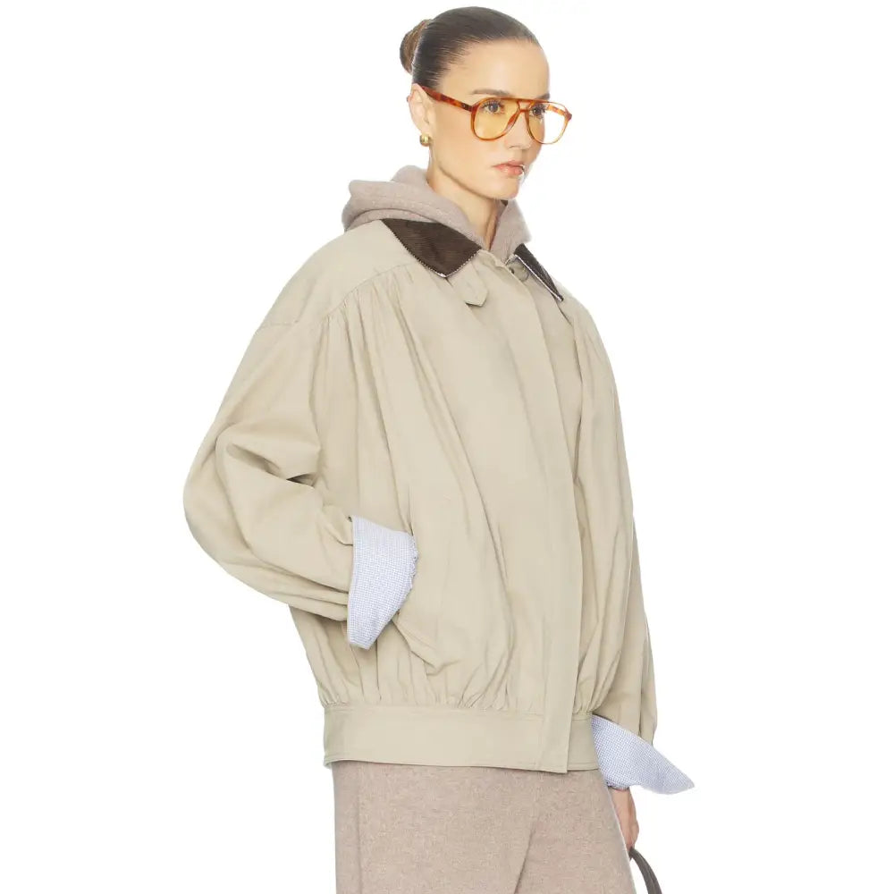 Helsa The Shirred Bomber Jacket With Corduroy Collar - Jacket