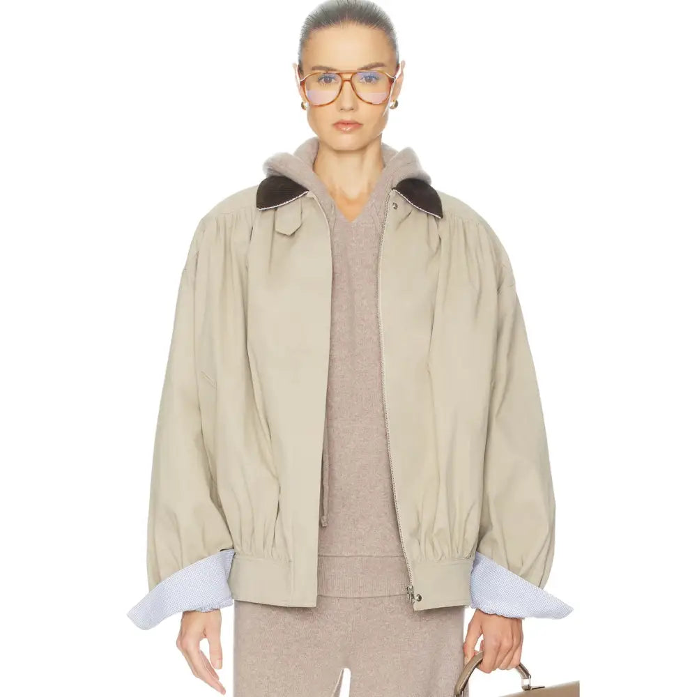 Helsa The Shirred Bomber Jacket With Corduroy Collar - Jacket
