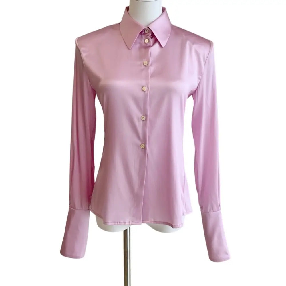 Helsa The Silk Charmeuse Shirt Cherry Blossom - Tops