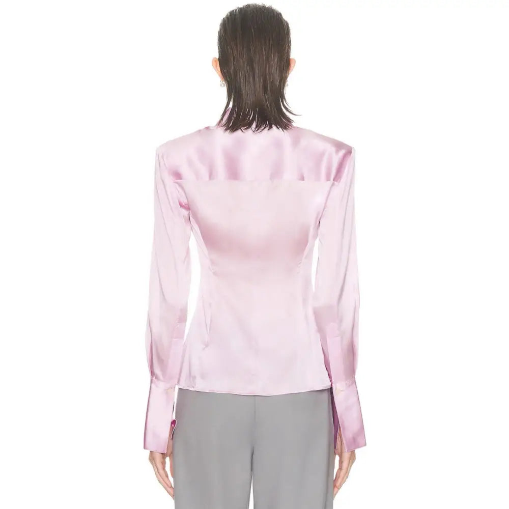 Helsa The Silk Charmeuse Shirt Cherry Blossom - Tops