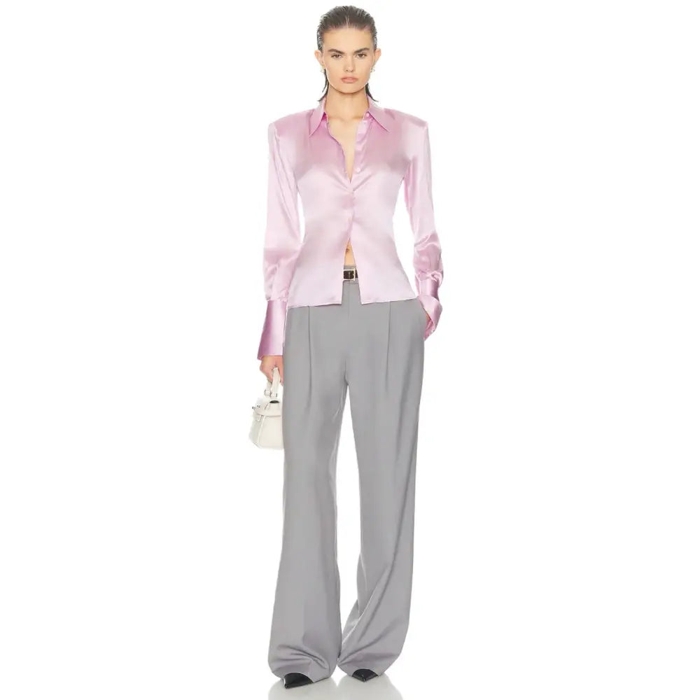 Helsa The Silk Charmeuse Shirt Cherry Blossom - Tops