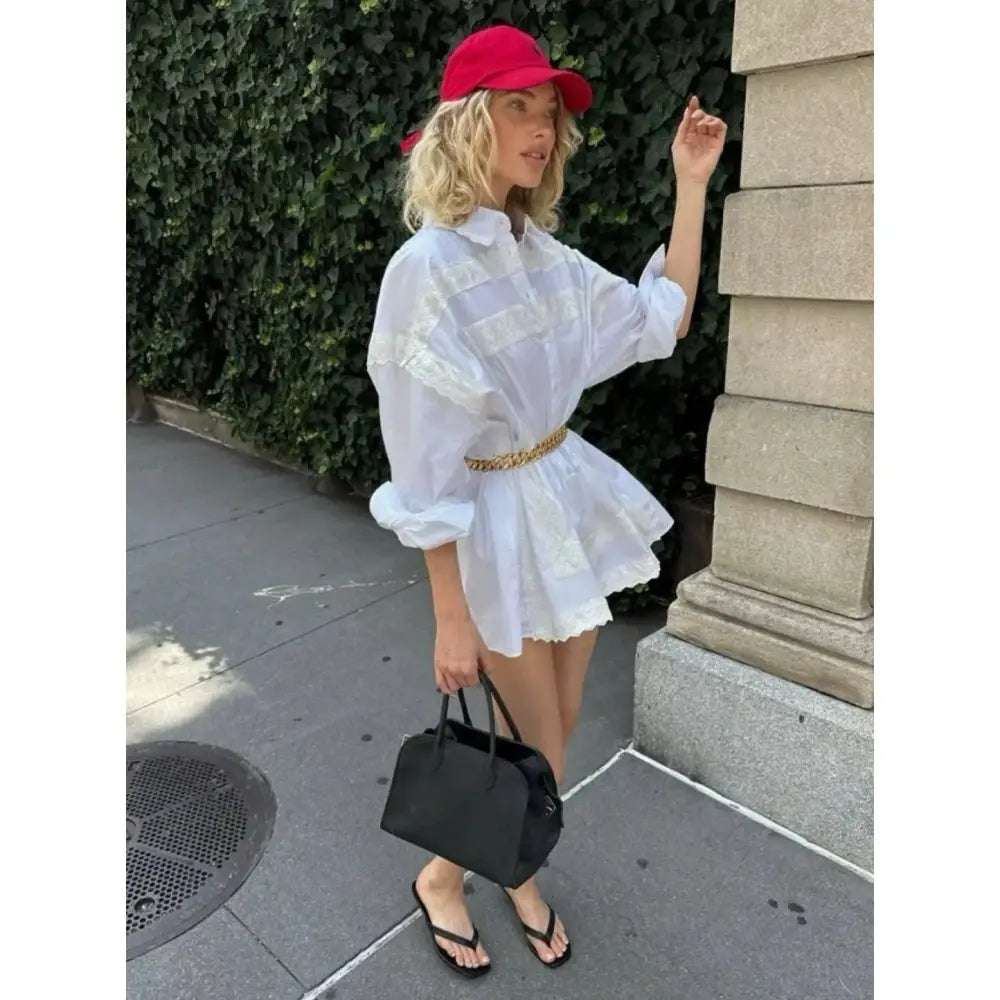 Helsa The Summer Overshirt With Vintage Swiss Embroidery - Tops