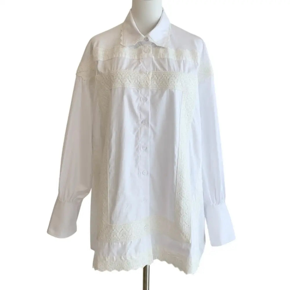 Helsa The Summer Overshirt With Vintage Swiss Embroidery - Tops