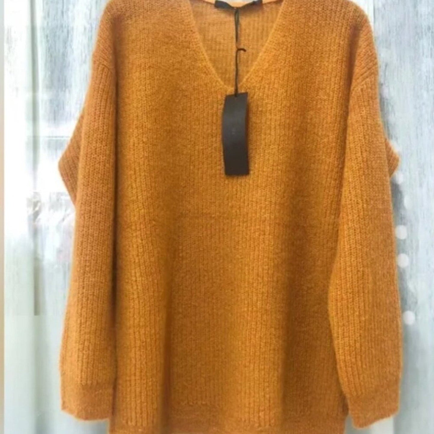 Jenni Kayne Cabin Mohair V Neck Oversized Sweater in Amber NEW - Jenni Kayne Bernardi Collective