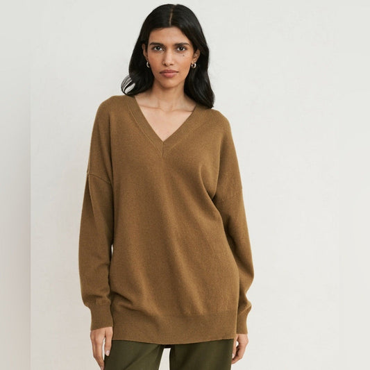 Jenni Kayne Charlie V-Neck Sweater Amber Cashmere | Luxe Knitwear
