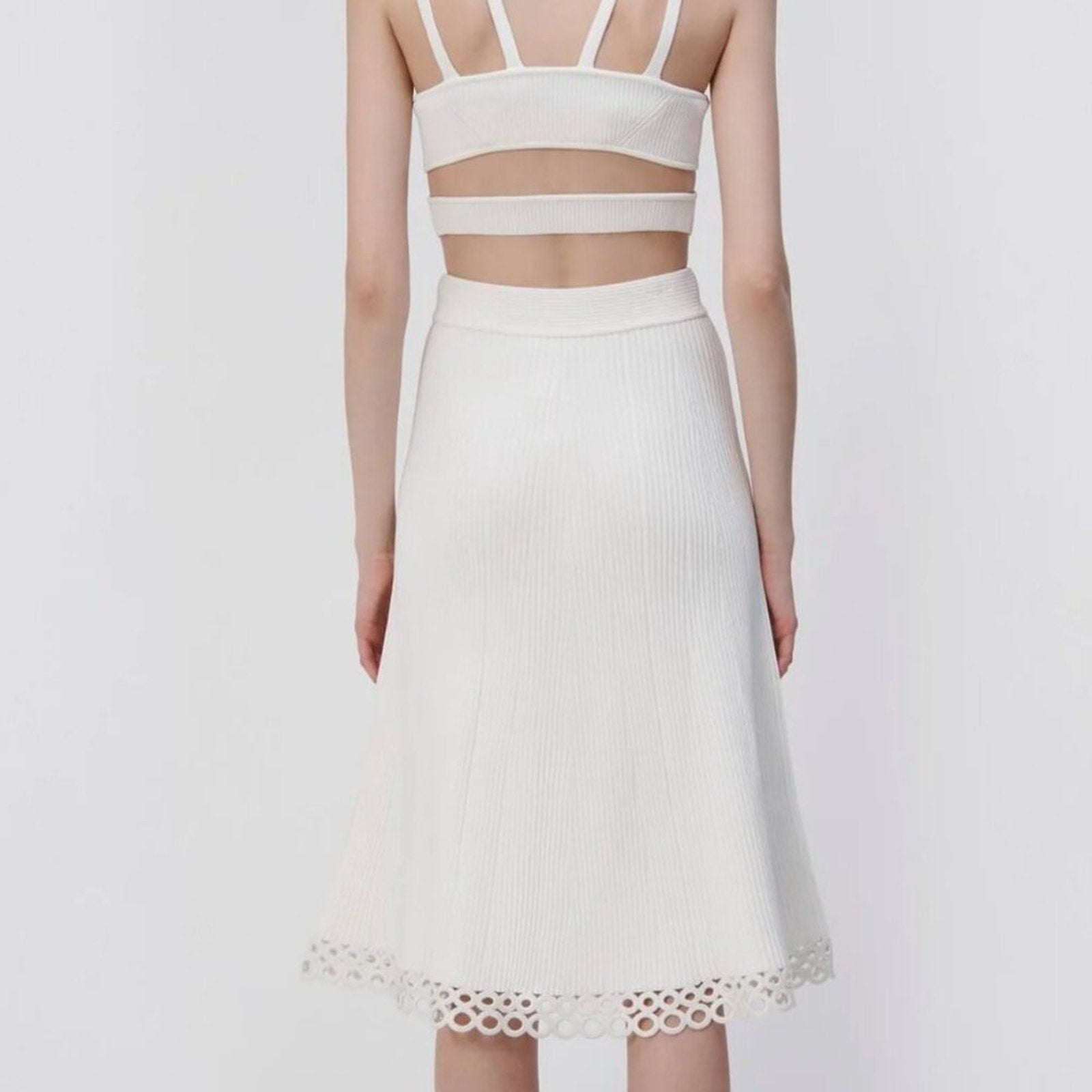 Jonathan Simkhai Livina Crochet Rings Midi Skirt in White - Jonathan Simkhai Bernardi Collective