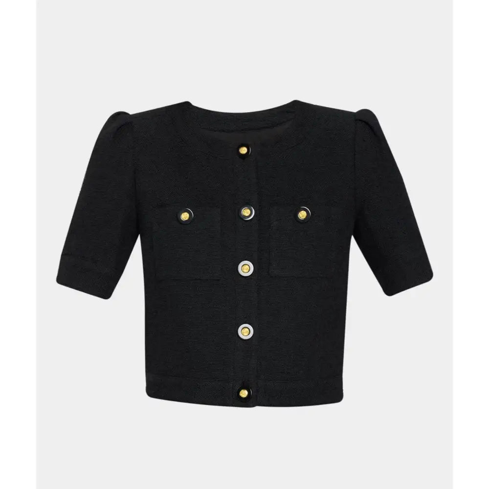 L’agence Allegra Tweed Short-Sleeve Top