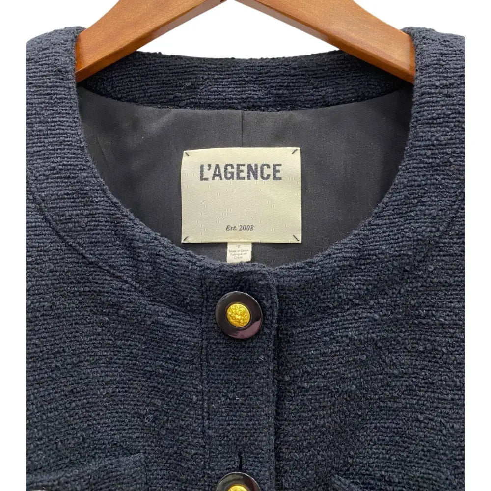L’agence Allegra Tweed Short-Sleeve Top
