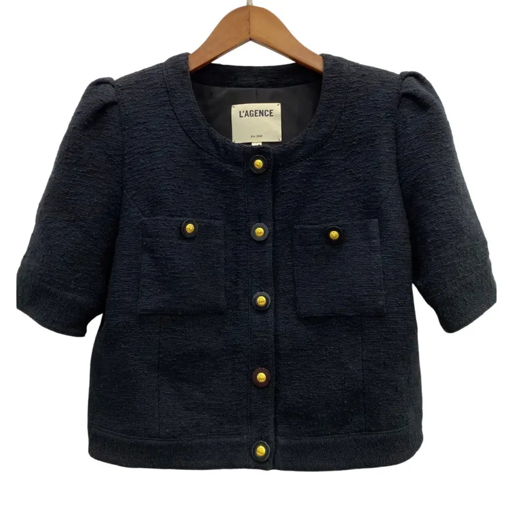L’agence Allegra Tweed Short-Sleeve Top