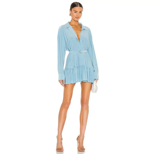 Norma Kamali Oversized Boyfriend Shirt Dress in Powder Blue - Dress
