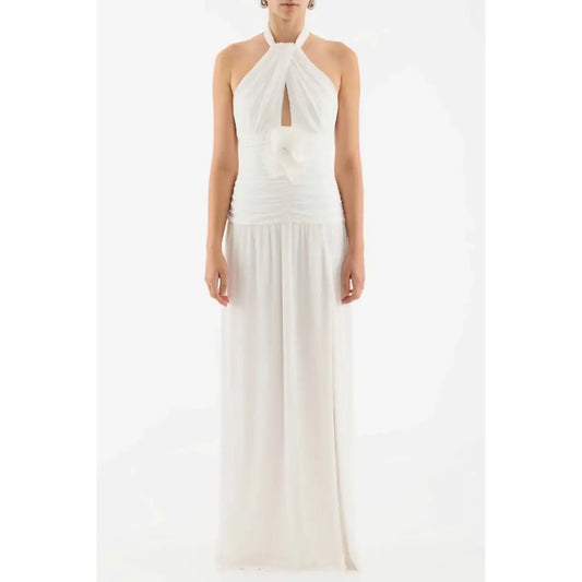 Rebecca Vallance White Floral Guinevere Halter Gown Maxi 
