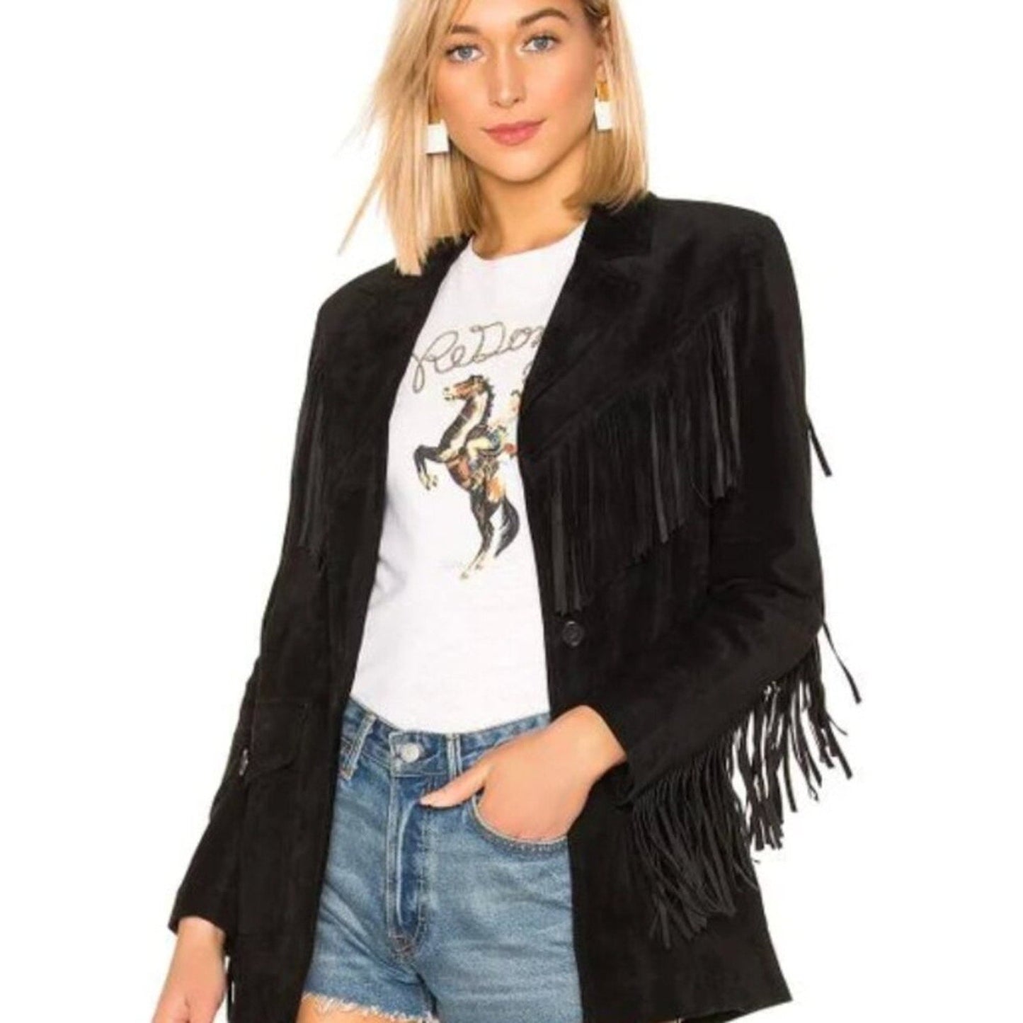 RE/Done Suede Fringe Blazer $1295 NWOT Redone - RE/DONE Bernardi Collective