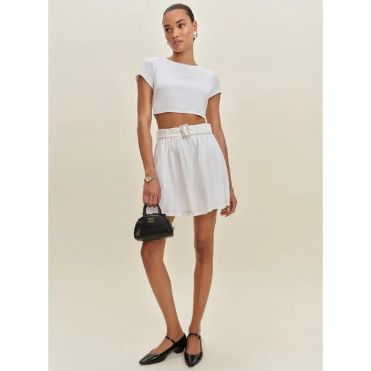 Reformation Niki Belted Linen Two Piece White - Dress