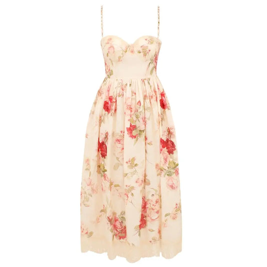 Roselight Picnic Midi Dress - Dress