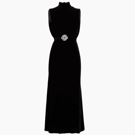 Saloni Fleur Embellished Velvet Maxi Dress - Saloni Bernardi Collective
