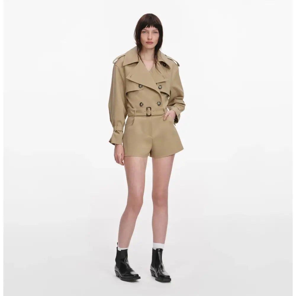 Self-Portrait Beige Cotton Playsuit - Dress