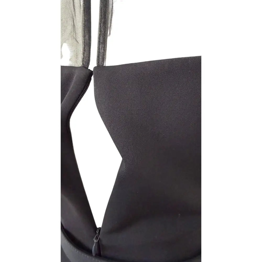 Self Portrait Black Crepe Bow Peplum Midi Dress - Dress