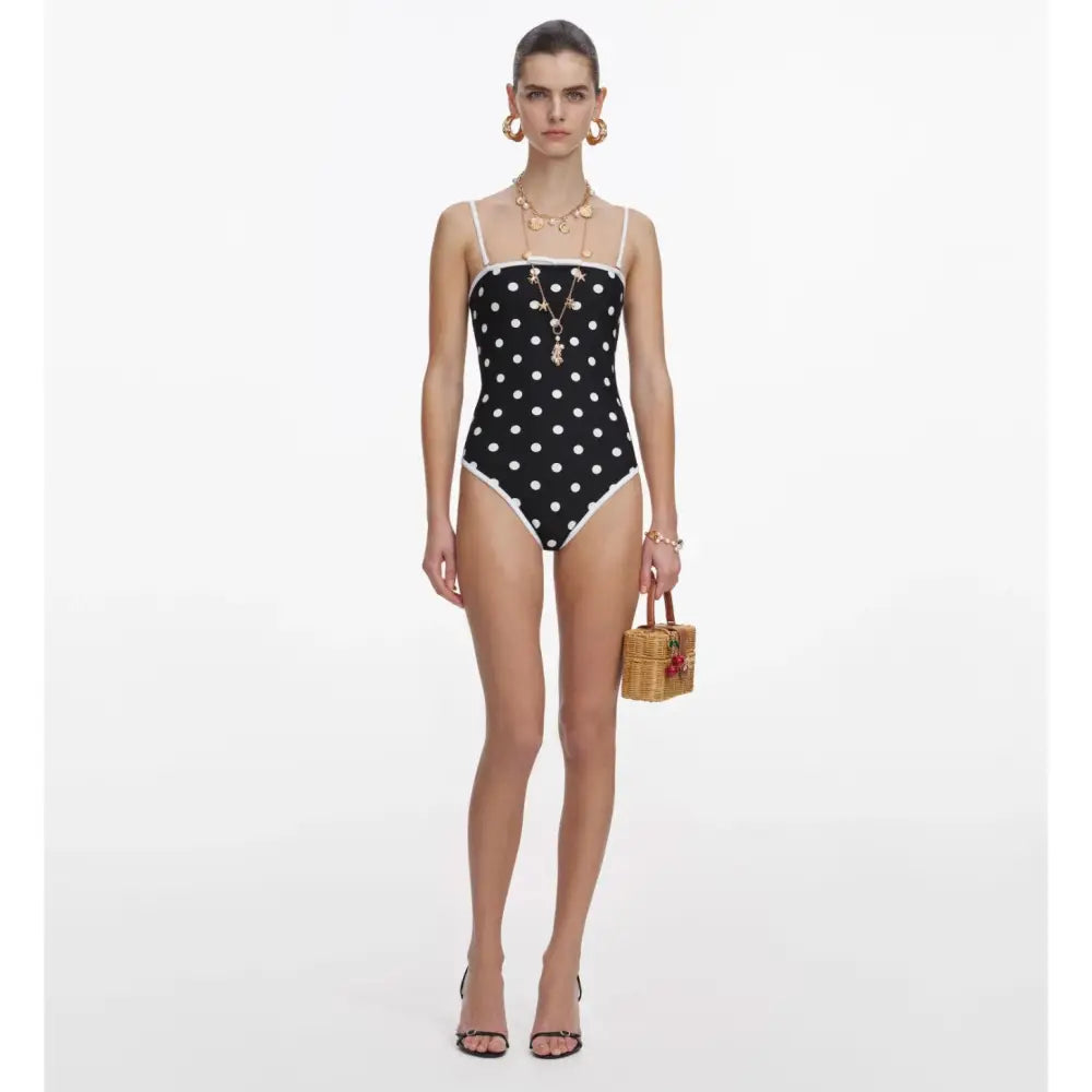 Self-Portrait Black Polka Dot Swimsuit - Dress