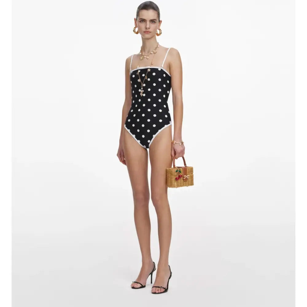 Self-Portrait Black Polka Dot Swimsuit - Dress