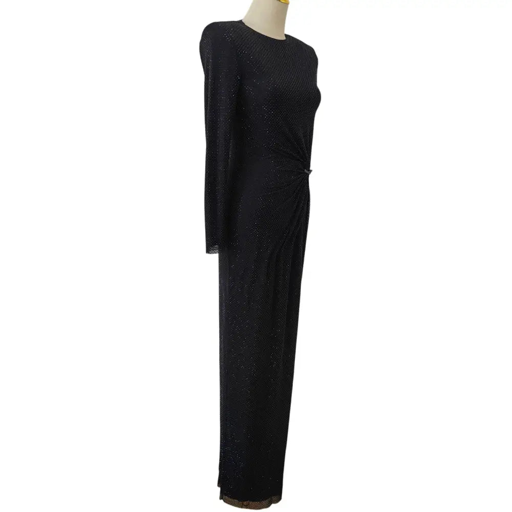 SELF PORTRAIT Black Rhinestone Embellished Maxi Dress