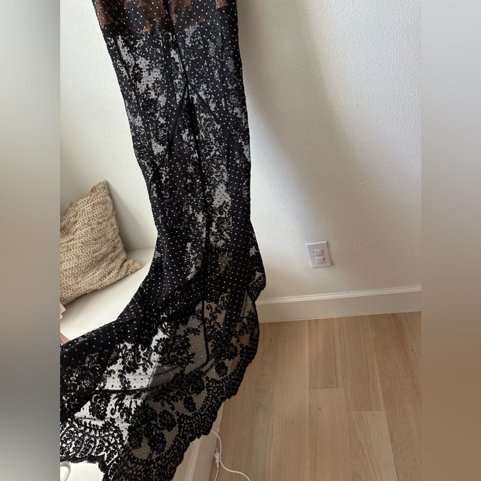 SELF PORTRAIT BLACK RHINESTONE LACE BANDEAU MAXI GOWN - Self - Portrait Bernardi Collective