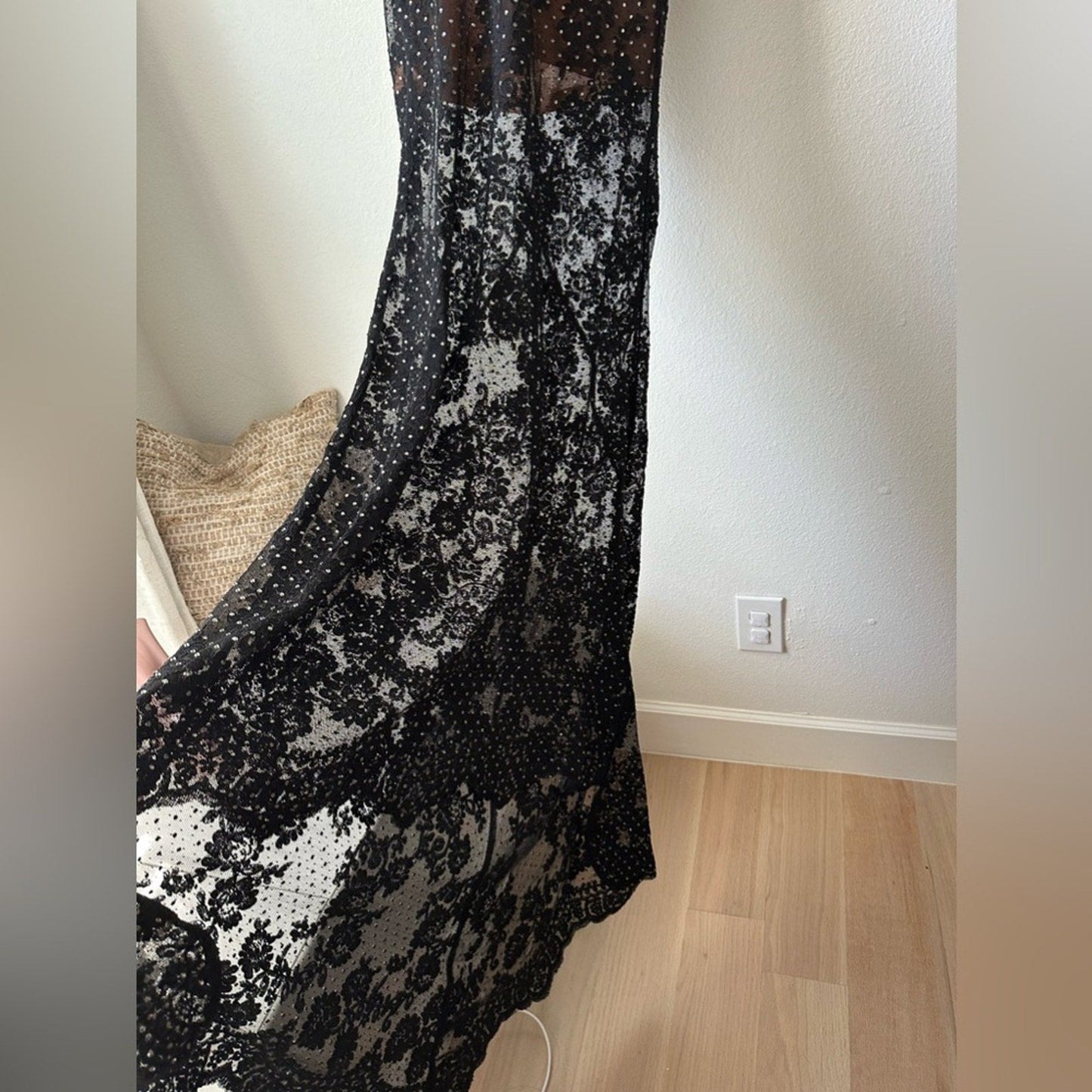 SELF PORTRAIT BLACK RHINESTONE LACE BANDEAU MAXI GOWN - Self - Portrait Bernardi Collective