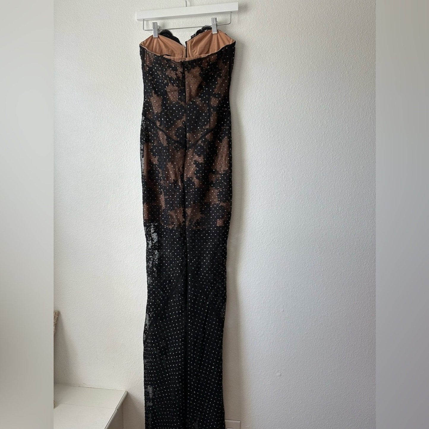 SELF PORTRAIT BLACK RHINESTONE LACE BANDEAU MAXI GOWN - Self - Portrait Bernardi Collective