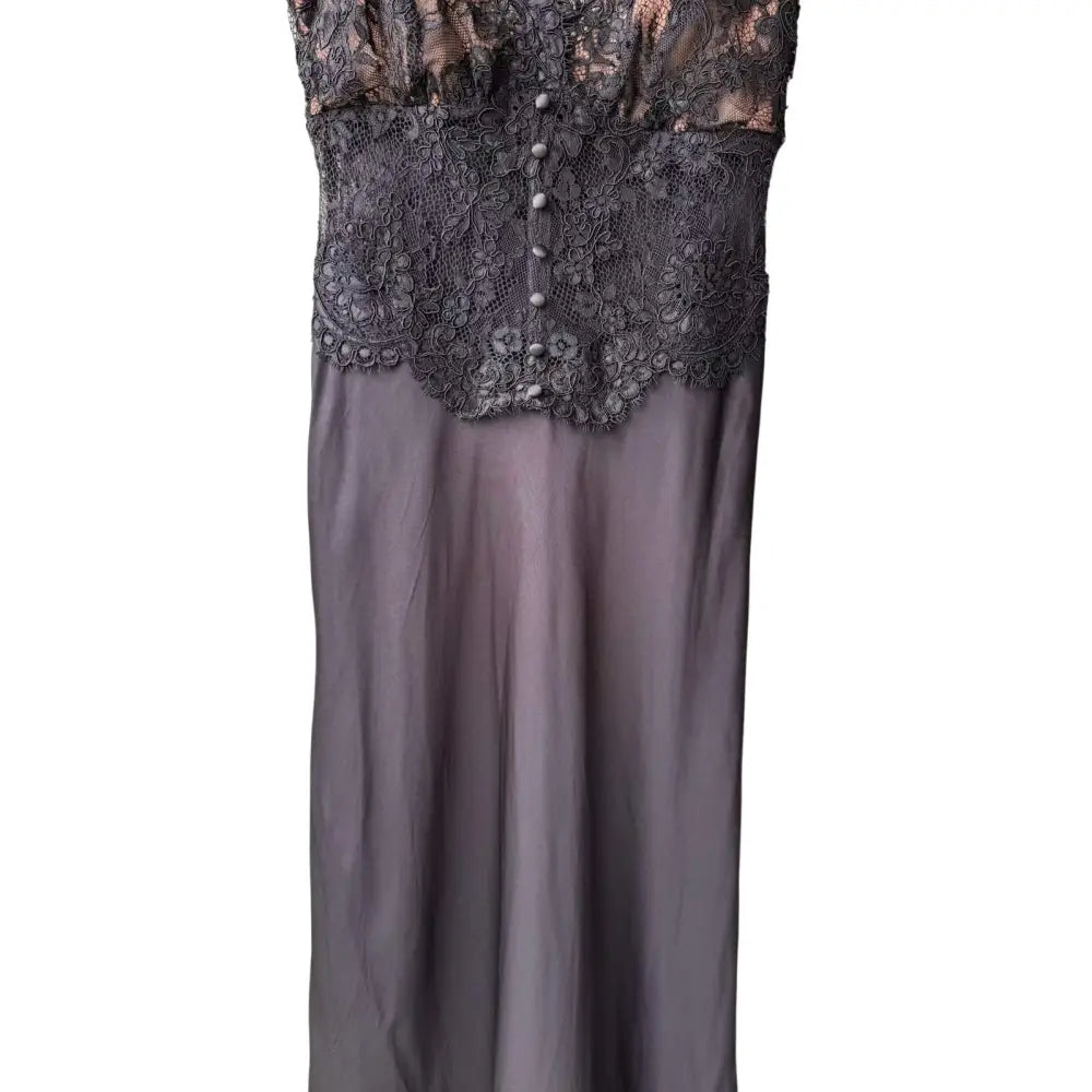 Self-Portrait Black Satin Lace Midi Dress - Dress