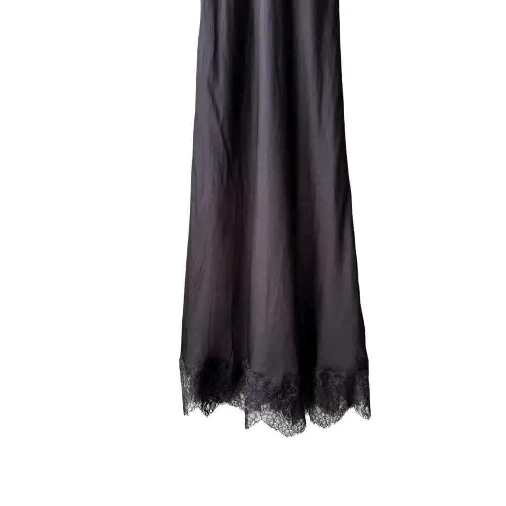 Self-Portrait Black Satin Lace Midi Dress - Dress