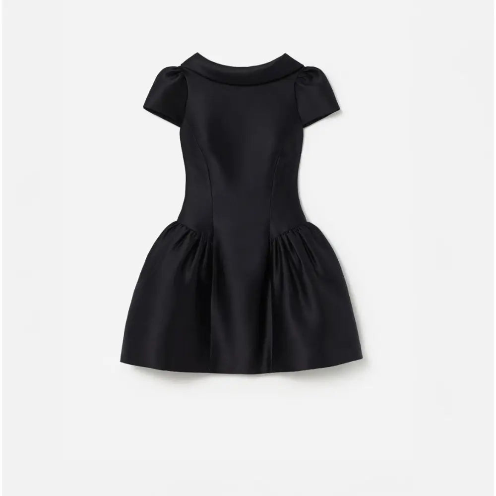 Self-Portrait Black Taffeta Collared Mini Dress - Dress