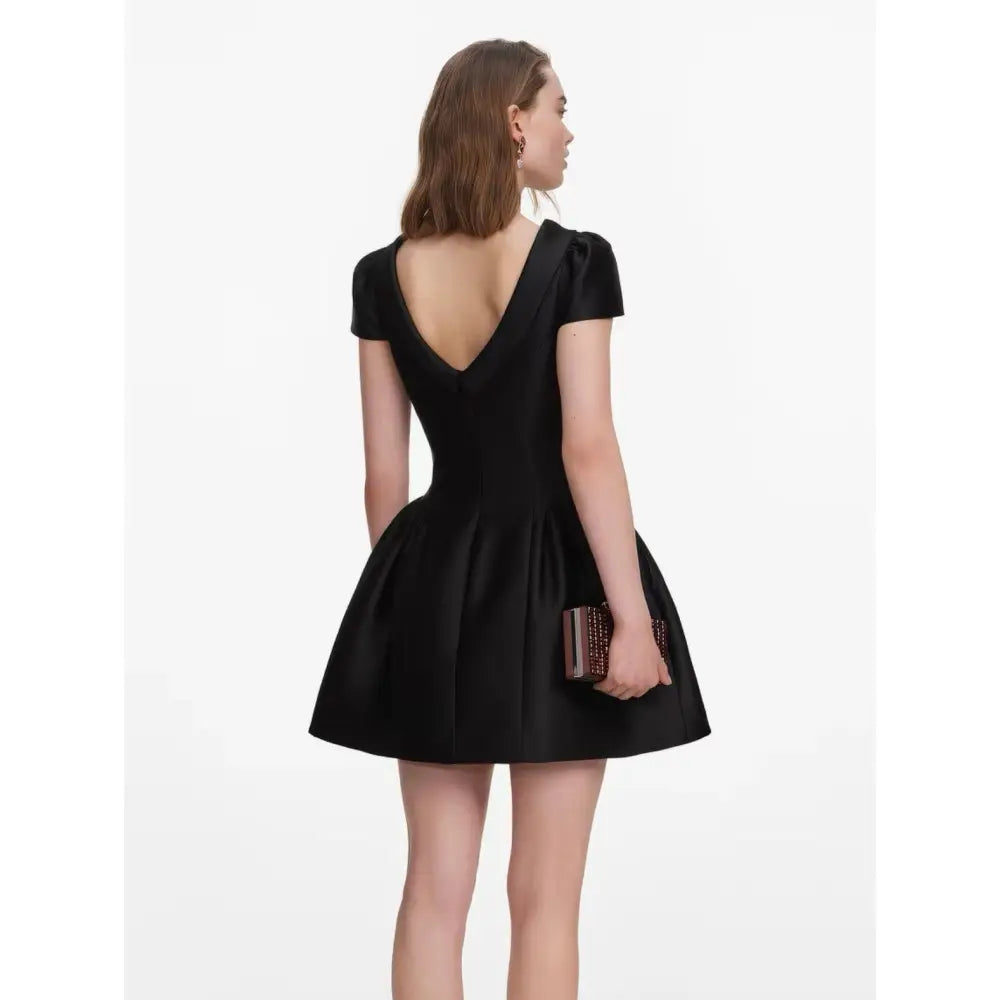Self-Portrait Black Taffeta Collared Mini Dress - Dress