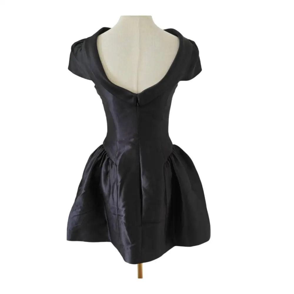 Self-Portrait Black Taffeta Collared Mini Dress - Dress