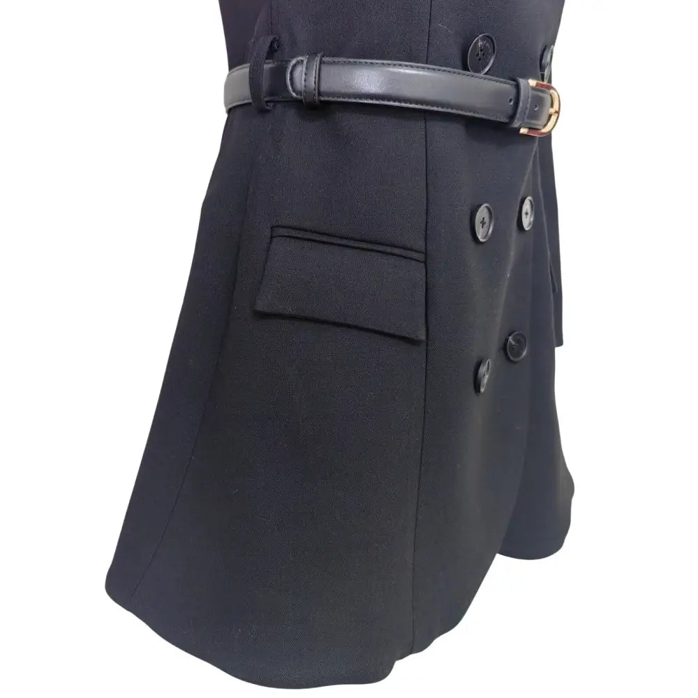 Self-Portrait Black Wool Crepe Mini Dress - Dress