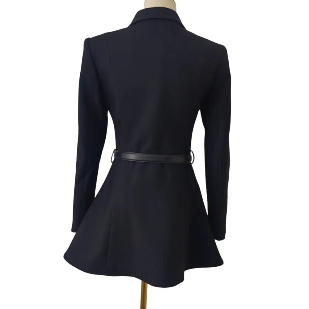 Self-Portrait Black Wool Crepe Mini Dress - Dress