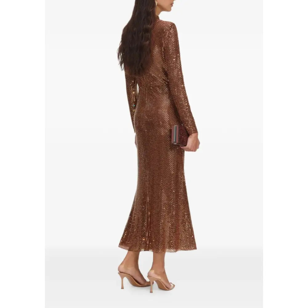 Self-Portrait Bronze Rhinestone Midi Dress - Dress
