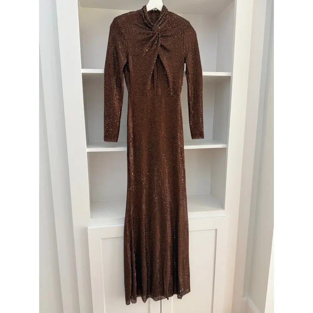 Self-Portrait Bronze Rhinestone Midi Dress - Dress