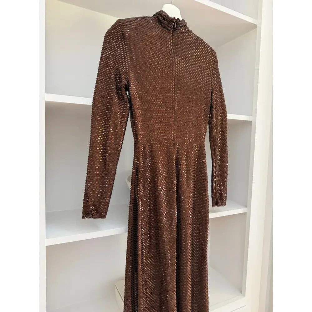 Self-Portrait Bronze Rhinestone Midi Dress - Dress