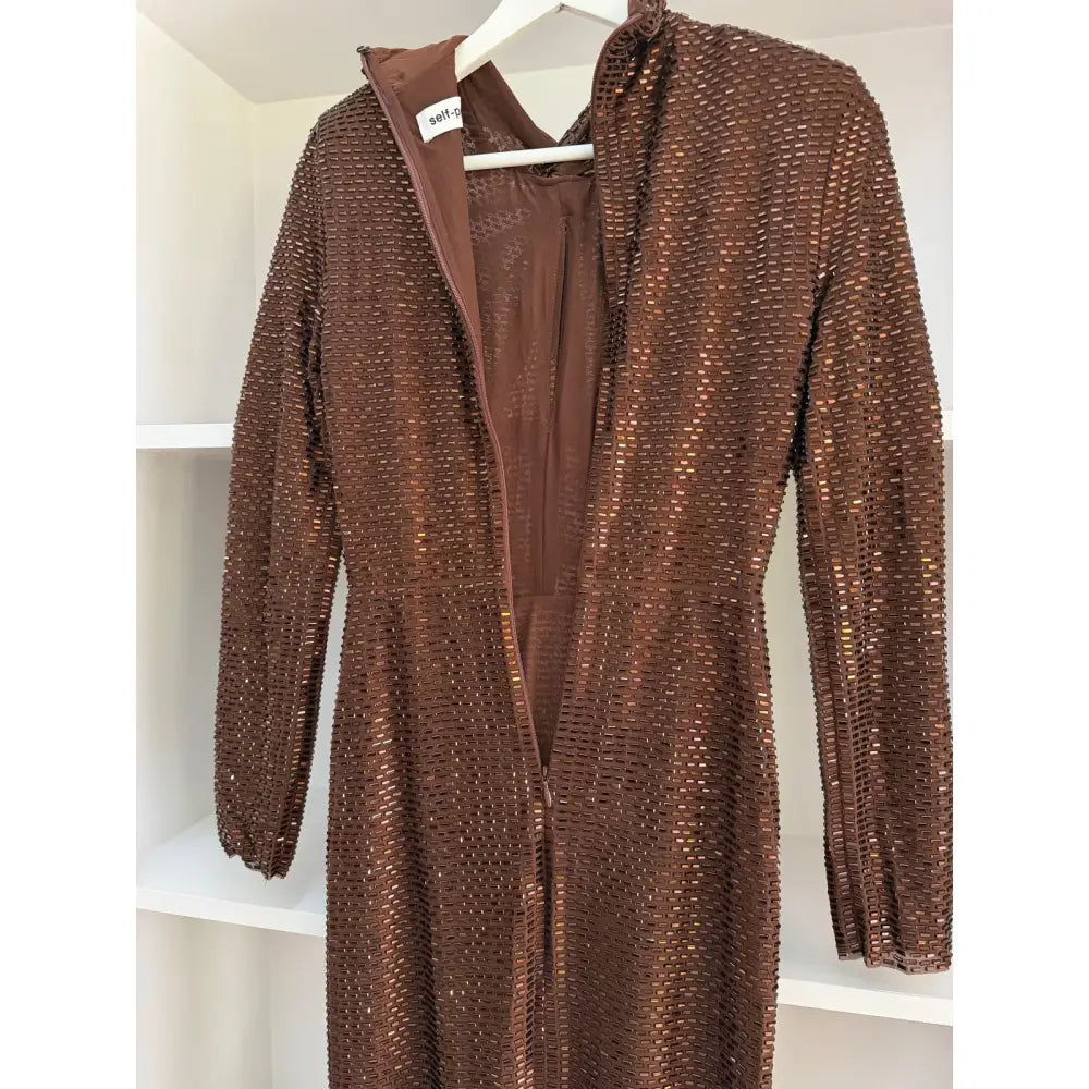 Self-Portrait Bronze Rhinestone Midi Dress - Dress