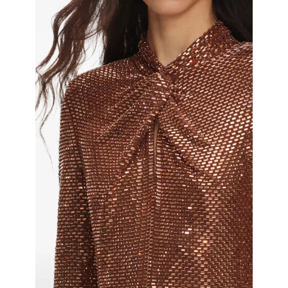 Self-Portrait Bronze Rhinestone Midi Dress - Dress