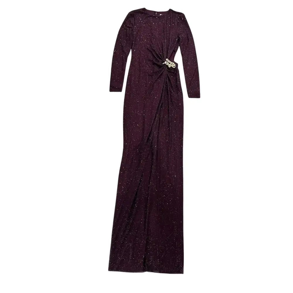 Self-Portrait Burgundy Rhinestone Embellished Maxi Dress - Dress