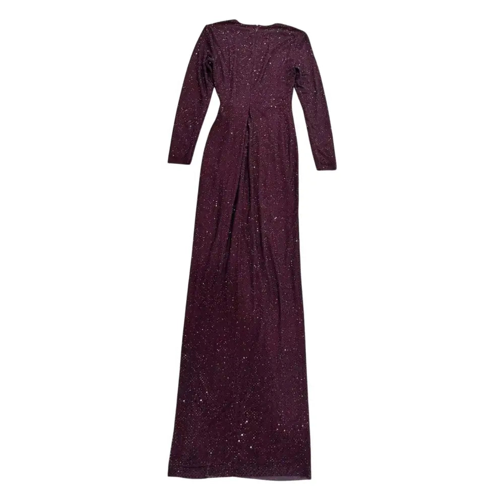 Self-Portrait Burgundy Rhinestone Embellished Maxi Dress - Dress
