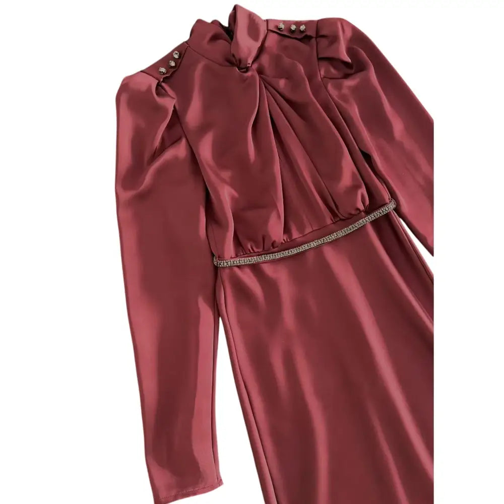 Self-Portrait Burgundy Satin Maxi Dress - 6 - Dress