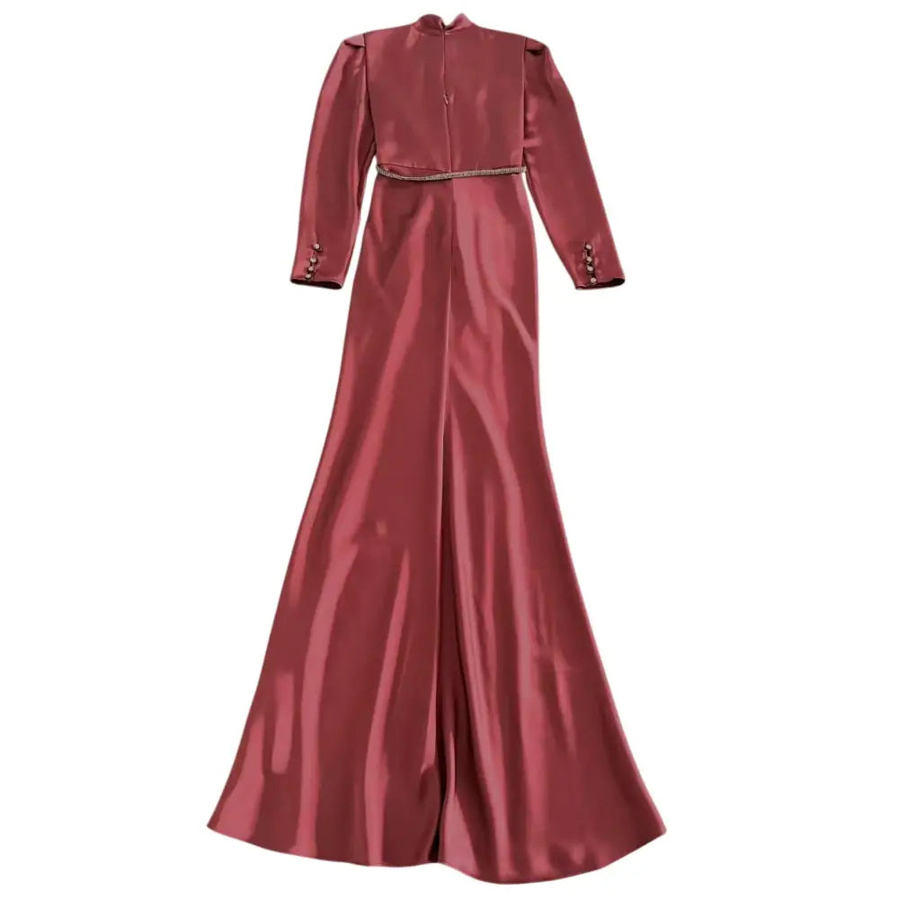 Self-Portrait Burgundy Satin Maxi Dress - 6 - Dress