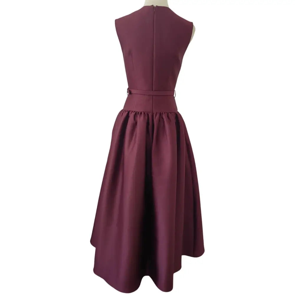 Self-Portrait Burgundy Taffeta Midi Dress