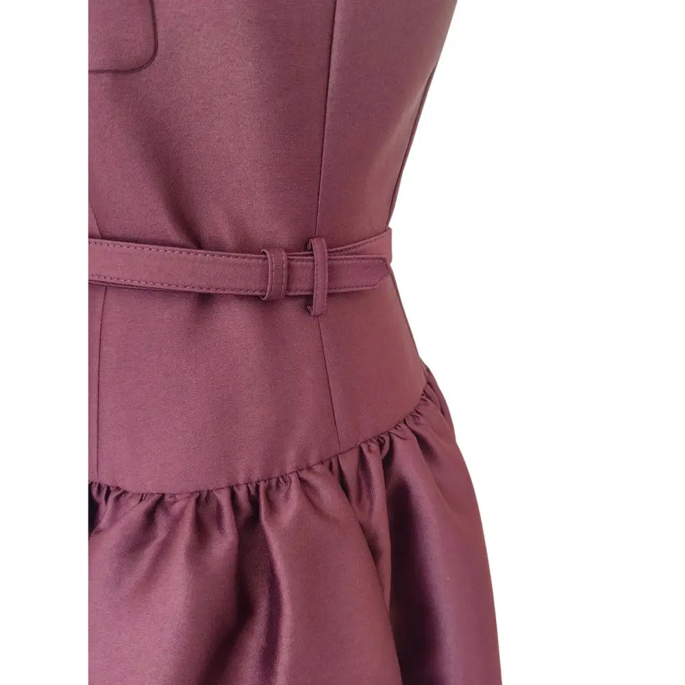 Self-Portrait Burgundy Taffeta Midi Dress