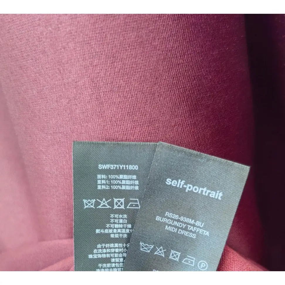 Self-Portrait Burgundy Taffeta Midi Dress