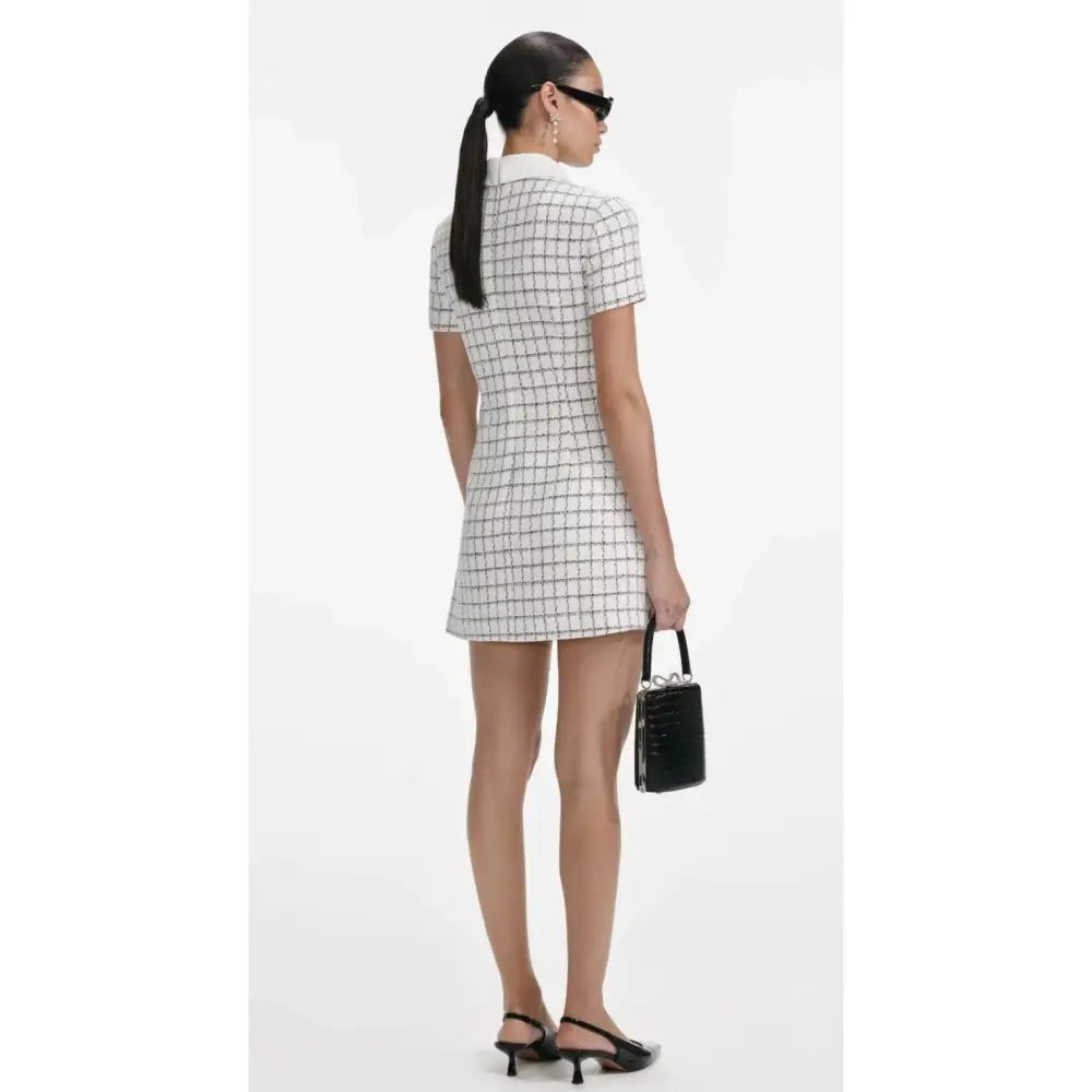 Self Portrait Check Boucle Mini Dress - Dress