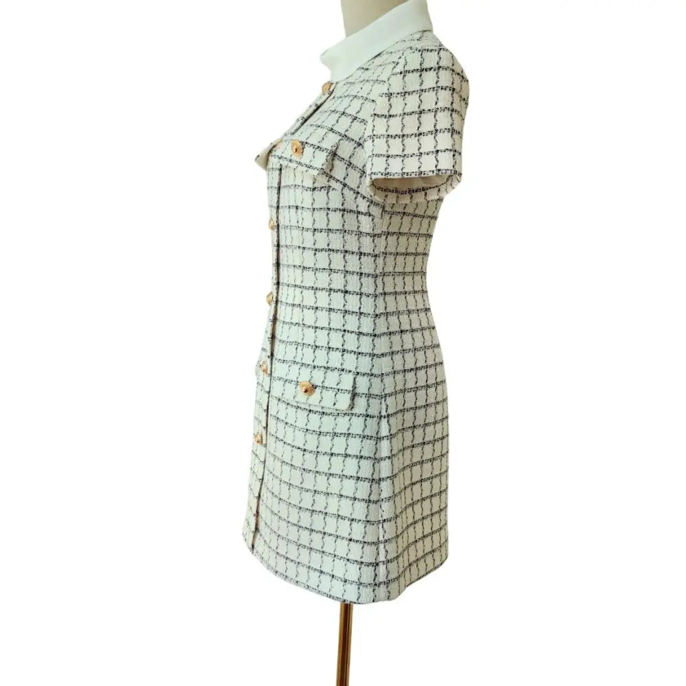Self Portrait Check Boucle Mini Dress - Dress